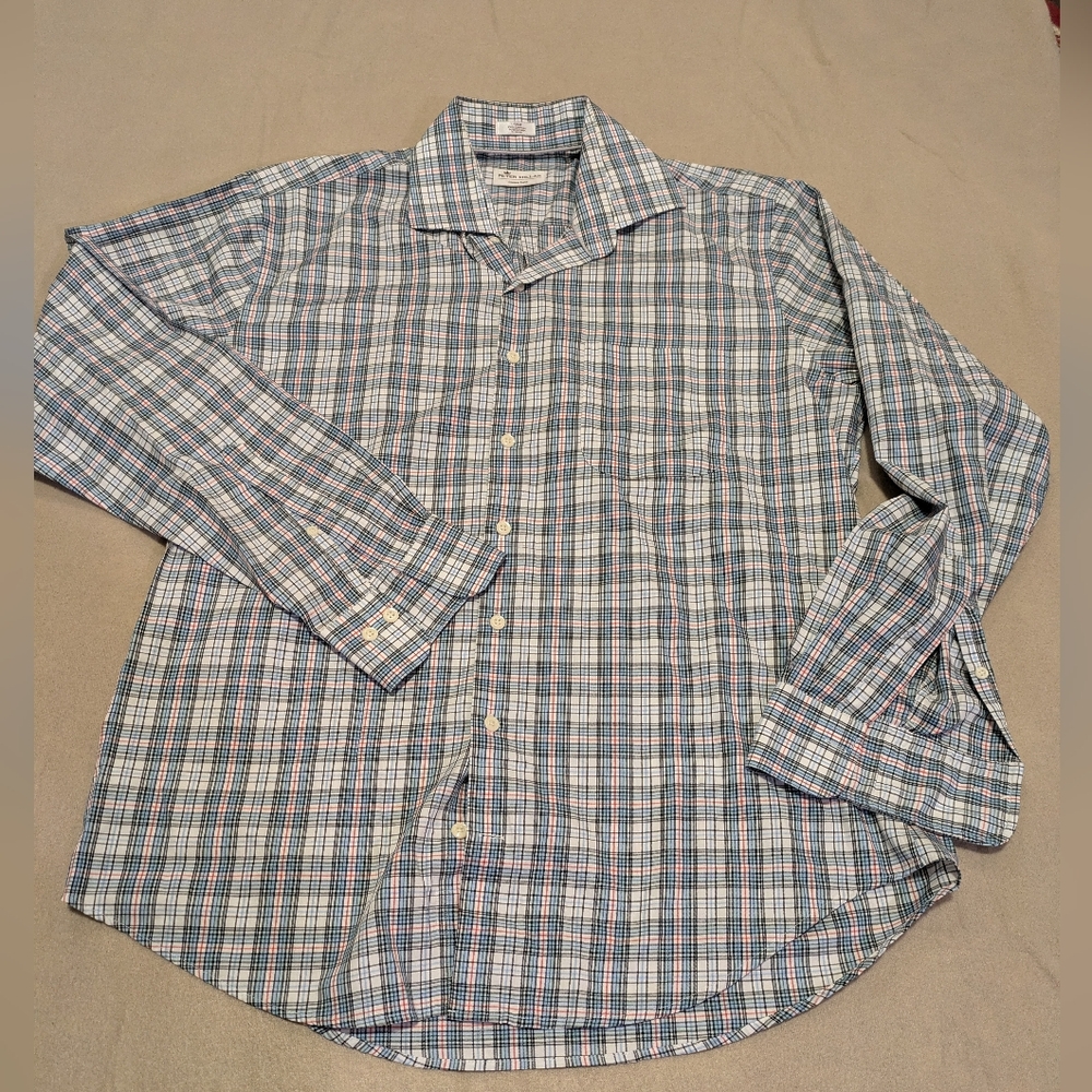 Peter Millar Plaid Button Down Size L - image 1